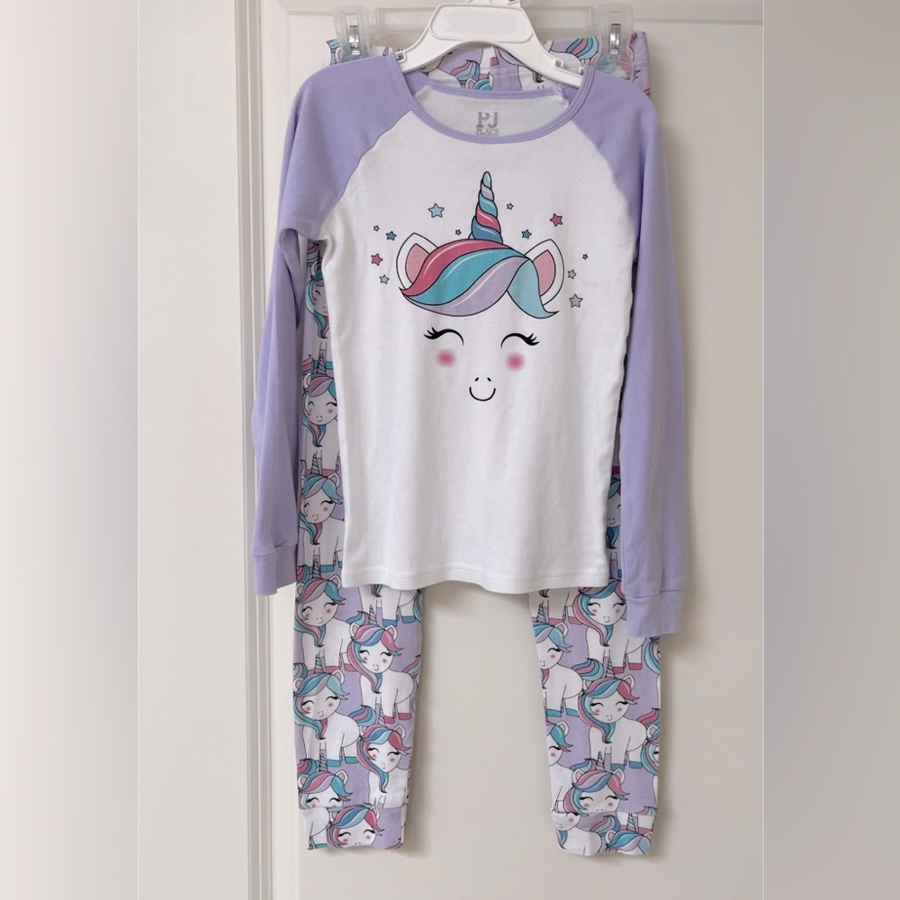 Children’s Place Girls Purple White Dreamy Magical Unicorn Pajama Set - Sz 8